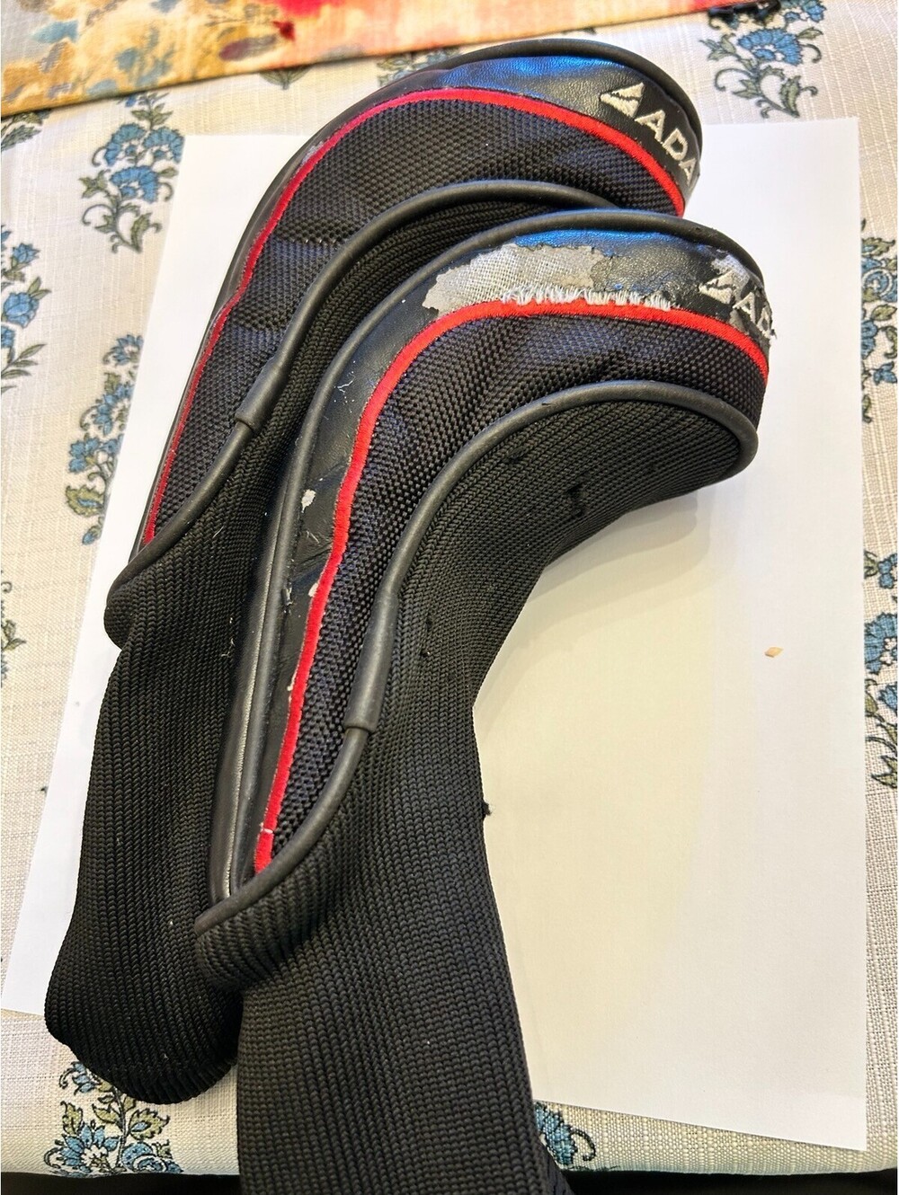 Adams Golf IDEA a12 OS Hybrid Headcovers 4 6 Black Red Pair Heavy Wear